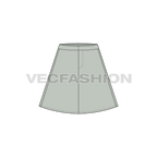 Womens a-line skirt flat vector sketch, front view