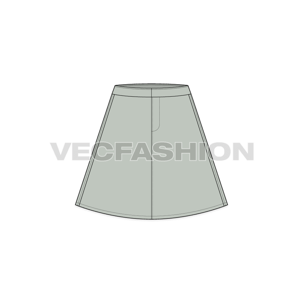 A set of two vector skirt templates, it has Women's A-line and Pencil Skirts. These are simplified fashion flats also called as Black & White Sketches.