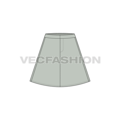 A set of two vector skirt templates, it has Women's A-line and Pencil Skirts. These are simplified fashion flats also called as Black & White Sketches.