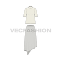 Womens a-line midi skirt flat sketch, front view