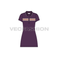 Womens a line polo shirt dress flat sketch, front view
