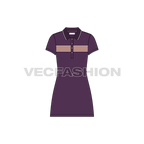 Womens a line polo shirt dress flat sketch, front view