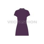 Womens a line polo shirt dress flat sketch, back view