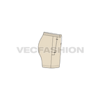 Womens active wear shorts flat sketch, side view