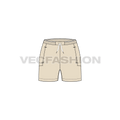 Womens active wear shorts flat sketch, front view