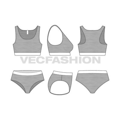 A very special piece for Women's Activewear Sport Set, it has Sport Bra and Briefs made in Heather gray stretch material also called as melange gray.