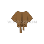 Womens asymmetrical overlapping crop top flat sketch, back view