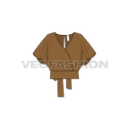 Womens asymmetrical overlapping crop top flat sketch, front view