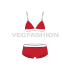 Womens athletic underwear set flat sketch, front view