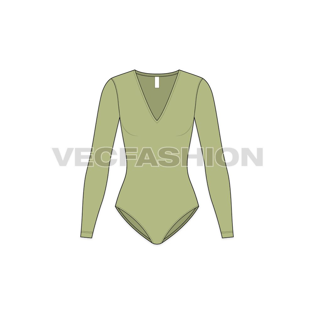 Womens ballet bodysuits set flat sketch, front view