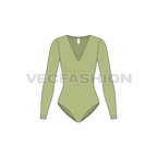 Womens ballet bodysuits set flat sketch, front view