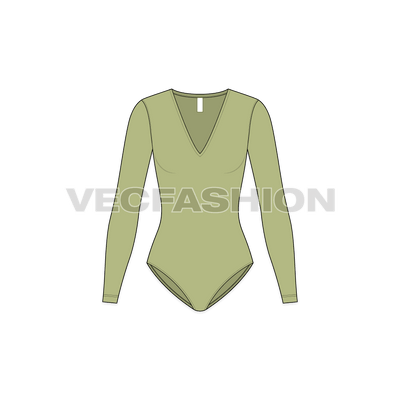 A vector template set of Women's Ballet Bodysuits. It has two basic shapes of bodysuits one in Long V-neck and other one is in Round neckline. 