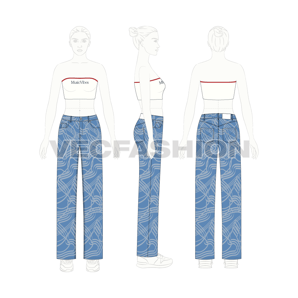 Women's Straight Leg Denim Jeans - VecFashion