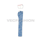 Womens bandeau top with denim jeans flat sketch, side view