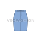 Womens basic and straight skirt set flat sketch, sky blue color front view