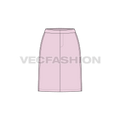 Womens basic and straight skirt set flat sketch, pink color, front view