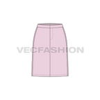 Womens basic and straight skirt set flat sketch, pink color, front view