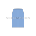 Womens basic and straight skirt set flat sketch, sky blue color back view