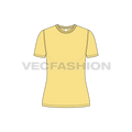 Womens basic cotton t-shirt flat sketch, front view