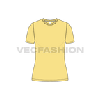 Womens basic cotton t-shirt flat sketch, front view