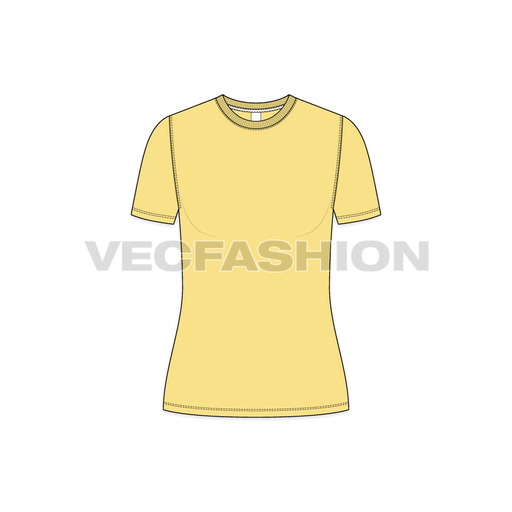 Womens basic cotton t-shirt flat sketch, front view