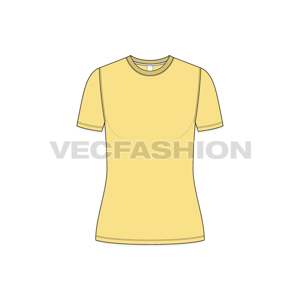 A vector template for Women's Basic Cotton T-shirt - front view
