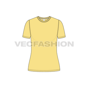 A vector template for Women's Basic Cotton T-shirt - front view