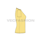 Womens basic cotton t-shirt flat sketch, side view