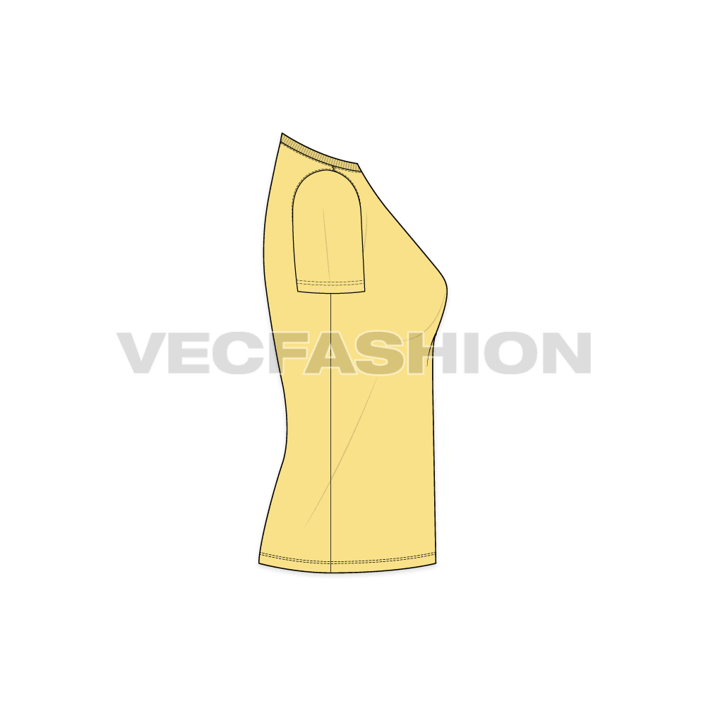 A vector template for Women's Basic Cotton T-shirt - side view