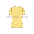 Womens basic cotton t-shirt flat sketch, back view