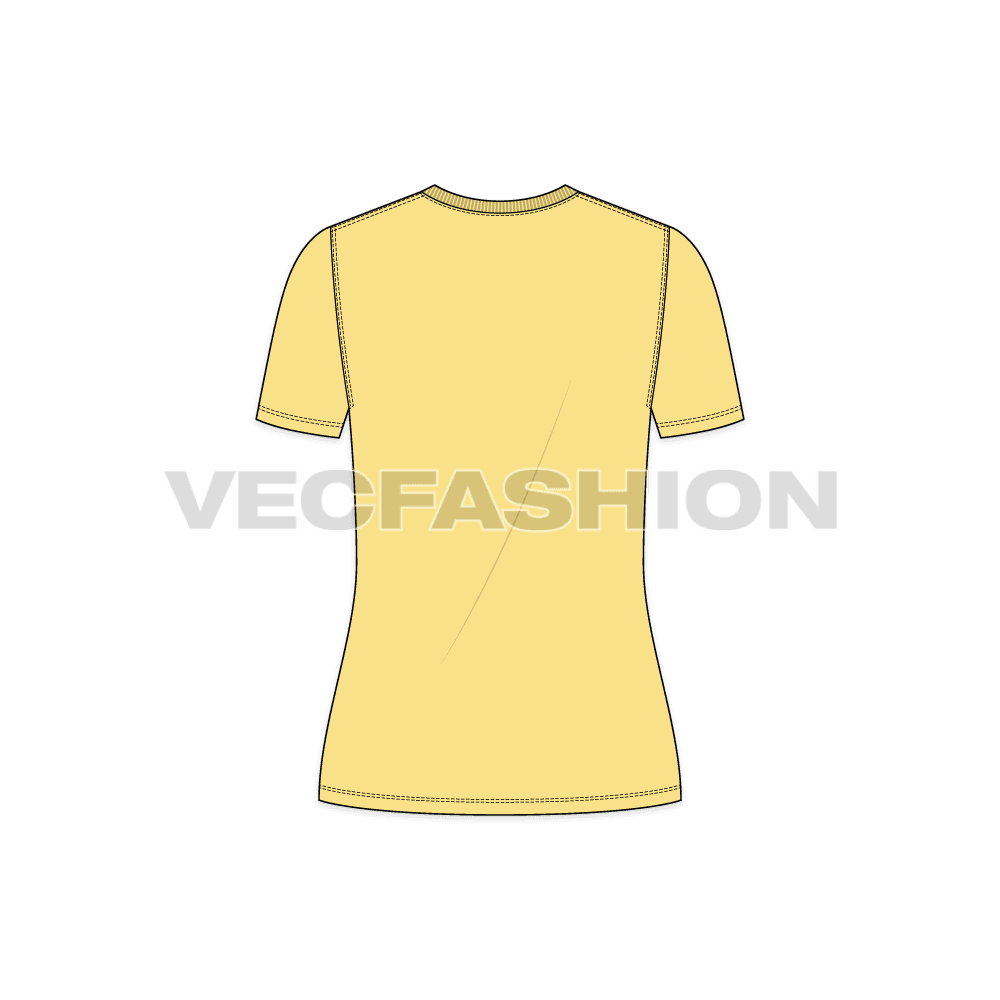 A vector template for Women's Basic Cotton T-shirt - back view