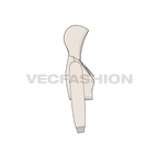 Womens basic crop hoodie flat sketch, side view