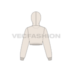 Womens basic crop hoodie flat sketch, back view