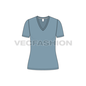Basic Long V-neck T-shirt vector clothing templates