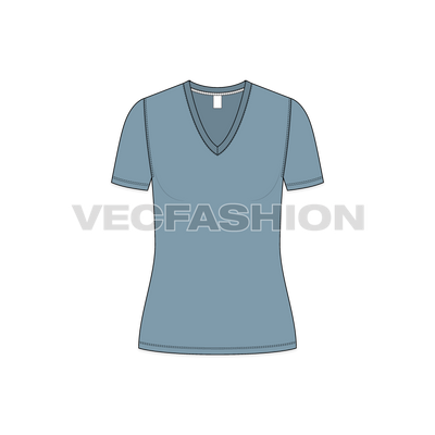 Basic Long V-neck T-shirt vector clothing templates