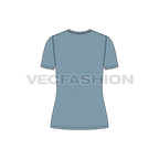 Womens basic long v-neck t-shirt flat sketch, back view