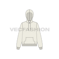 Womens basic pullover hoodie flat sketch, front view