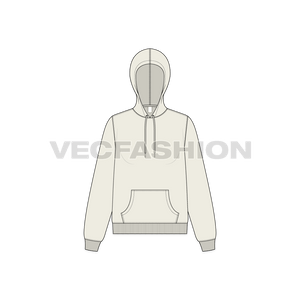 A vector illustrator sketch template of Women's Basic Pullover Hoodie.