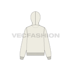 Womens basic pullover hoodie flat sketch, back view