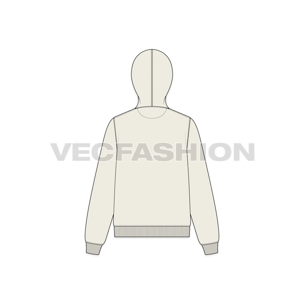 A vector illustrator sketch template of Women's Basic Pullover Hoodie.