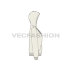 Womens basic pullover hoodie flat sketch, side view