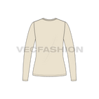 Womens basic round neck shirt flat sketch, back view