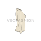 Womens basic round neck shirt flat sketch, side view