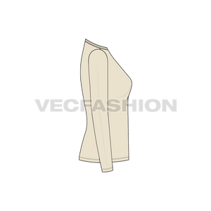 A vector fashion template for Women's Basic Round Neck Shirt. It has ribbed neckline with standard finishing on hem.