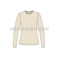 Womens basic round neck shirt flat sketch, front view