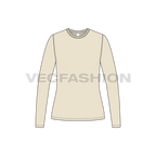 Womens basic round neck shirt flat sketch, front view