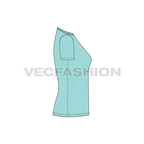 Womens basic round neck t-shirt flat sketch, side view