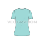 Womens basic round neck t-shirt flat sketch, back view
