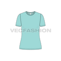 Womens basic round neck t-shirt flat sketch, front view