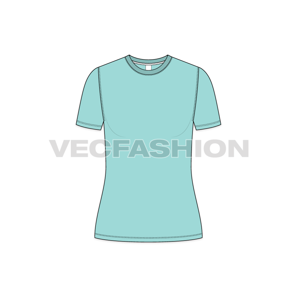 Basic Round Neck T-shirt vector apparel template